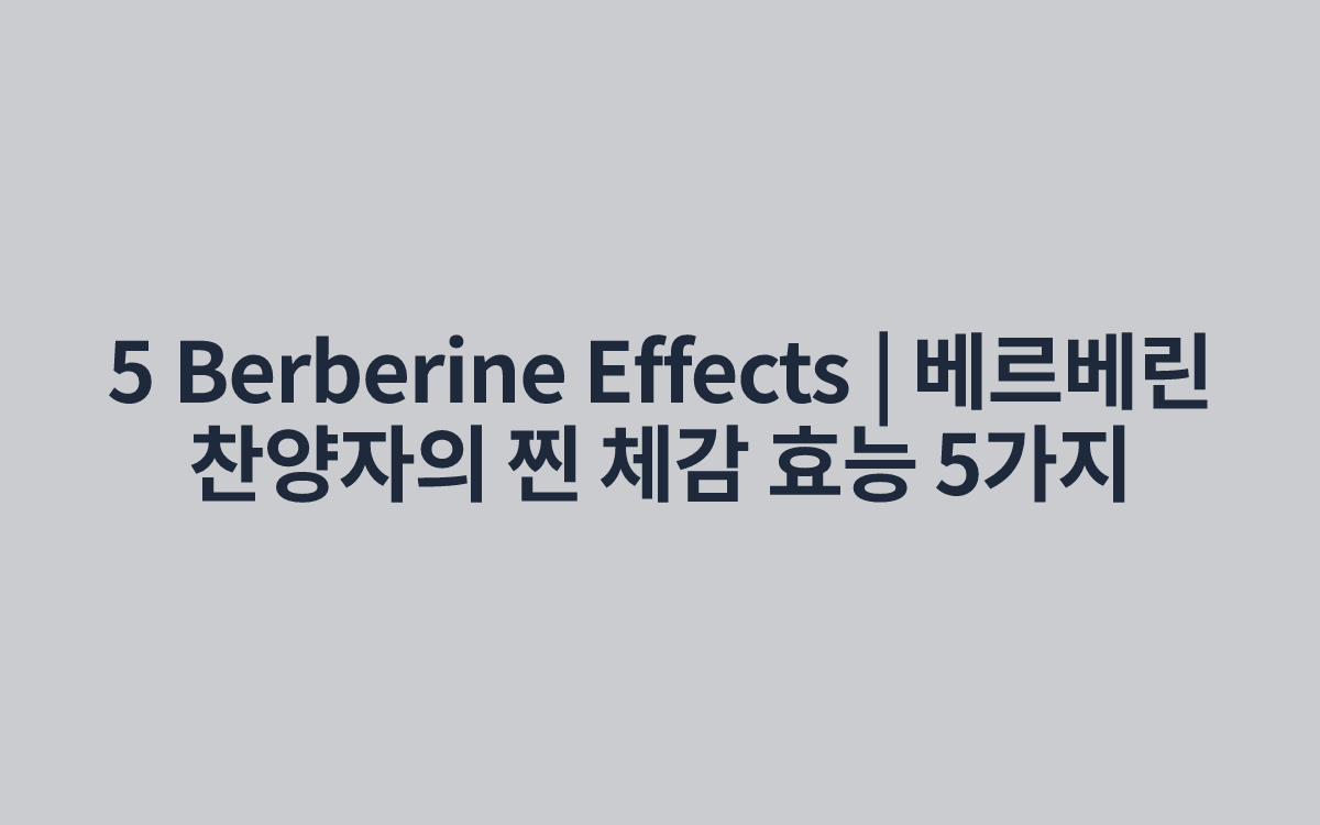 5 Berberine Effects | 베르베린 찬양자의 찐 체감 효능 5가지